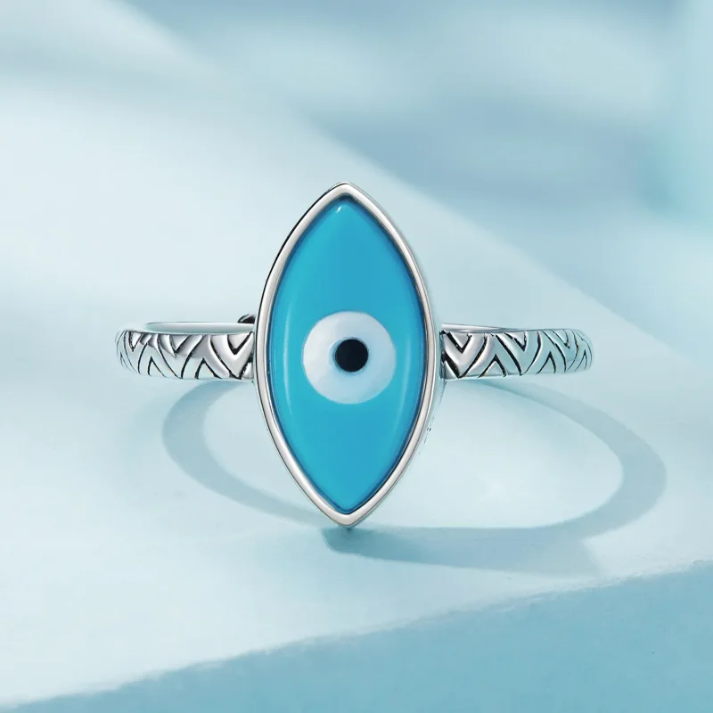 (bilde for) Pandora Style Blue Devil Eye Open Ring - SCR937 - Vis 3