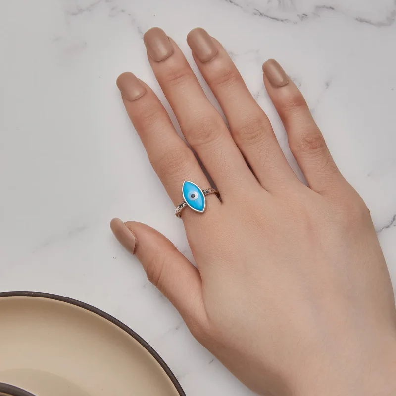 (bilde for) Pandora Style Blue Devil Eye Open Ring - SCR937 - Vis 5