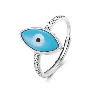 (bilde for) Pandora Style Blue Devil Eye Open Ring - SCR937