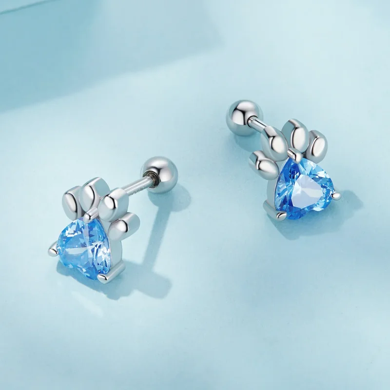 (bilde for) Pandora Style Blue Dog Paw Stud øredobber - SCE1574-LB - Vis 3