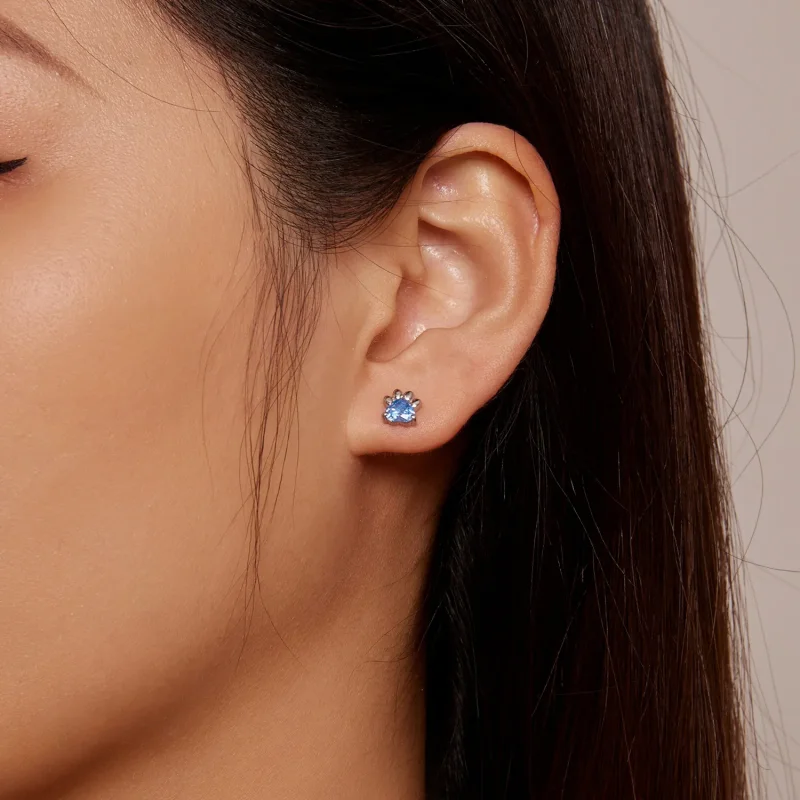 (bilde for) Pandora Style Blue Dog Paw Stud øredobber - SCE1574-LB - Vis 6