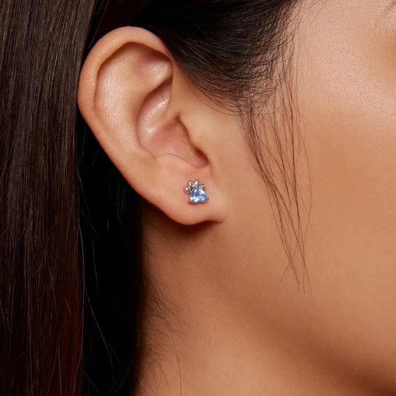 (bilde for) Pandora Style Blue Dog Paw Stud øredobber - SCE1574-LB - Vis 7