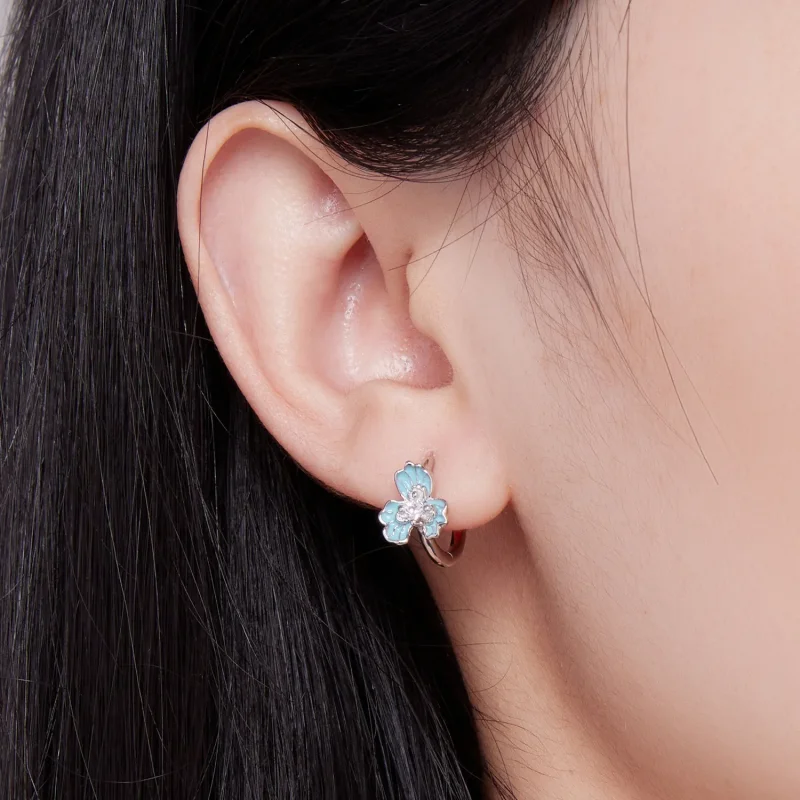 (bilde for) Pandora Style Blue Iris Hoops øredobber - BSE843 - Vis 5