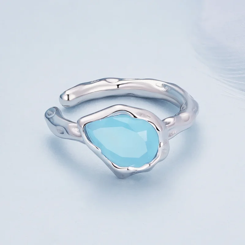 (bilde for) Pandora Style Blue Water Drop Ear clip - BSE846 - Vis 3