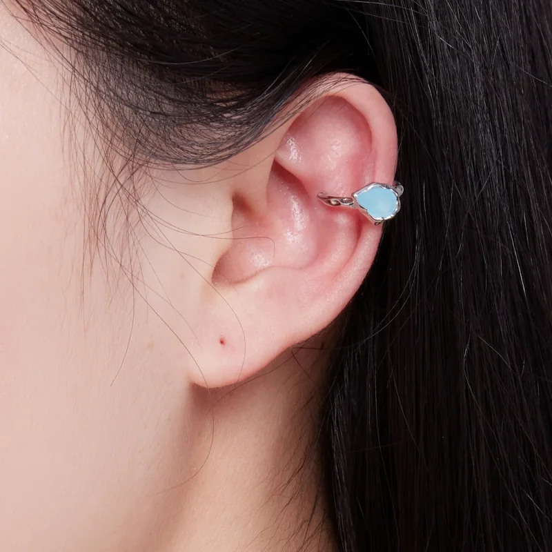 (bilde for) Pandora Style Blue Water Drop Ear clip - BSE846 - Vis 5