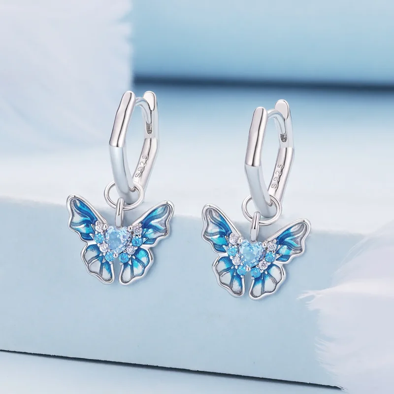(bilde for) Pandora Style Butterfly Hoops øredobber - BSE845 - Vis 2