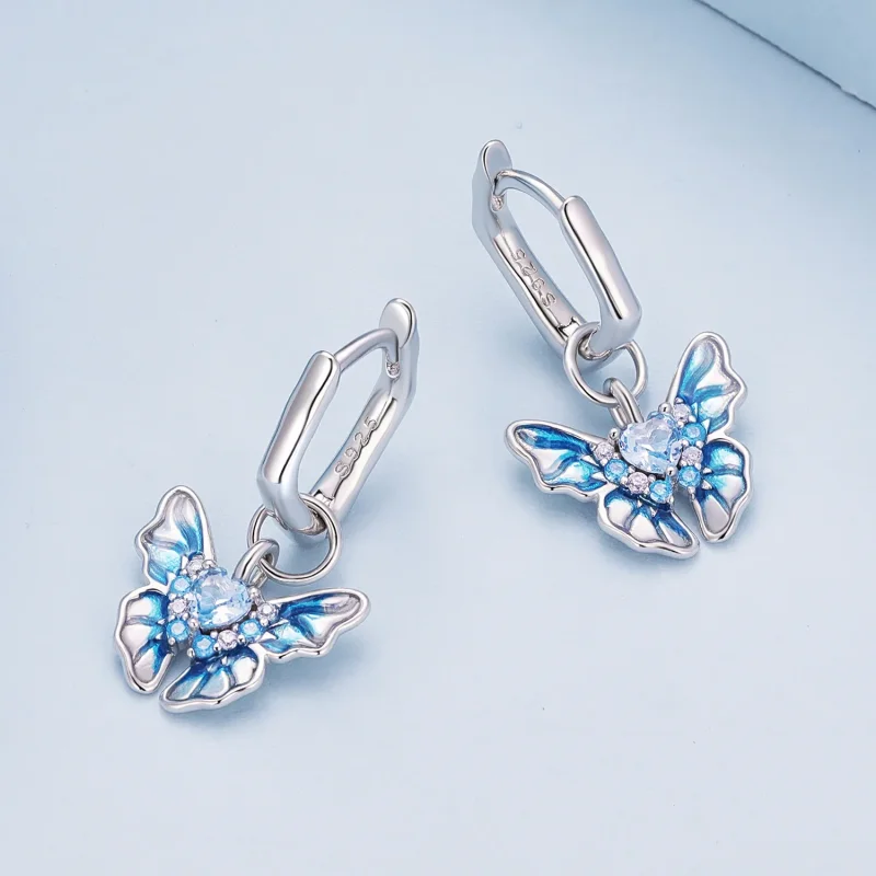 (bilde for) Pandora Style Butterfly Hoops øredobber - BSE845 - Vis 3