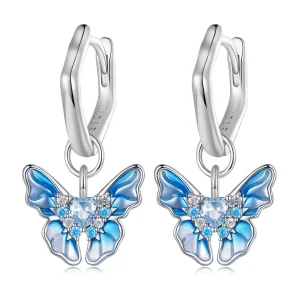 (bilde for) Pandora Style Butterfly Hoops øredobber - BSE845