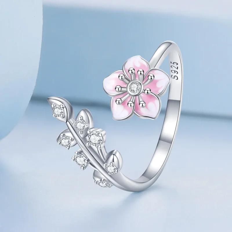 (bilde for) Pandora Style Cherry Blossoms Open Ring - BSR438 - Vis 2