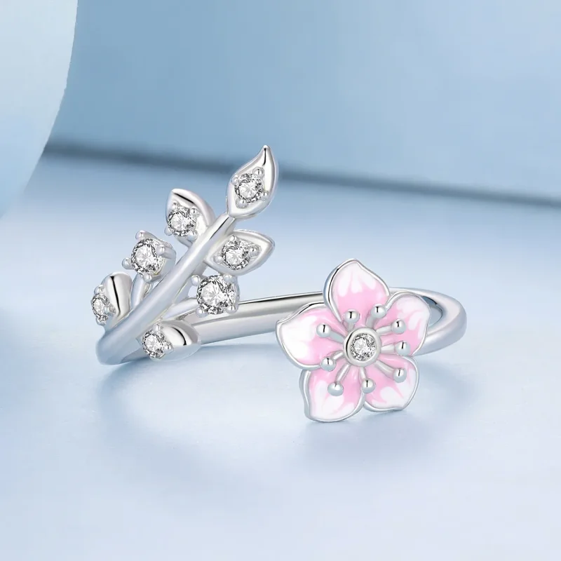 (bilde for) Pandora Style Cherry Blossoms Open Ring - BSR438 - Vis 3