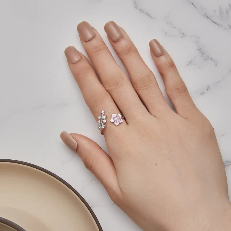 (bilde for) Pandora Style Cherry Blossoms Open Ring - BSR438 - Vis 5