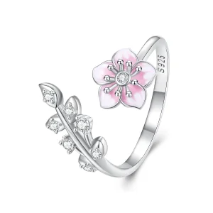 (bilde for) Pandora Style Cherry Blossoms Open Ring - BSR438