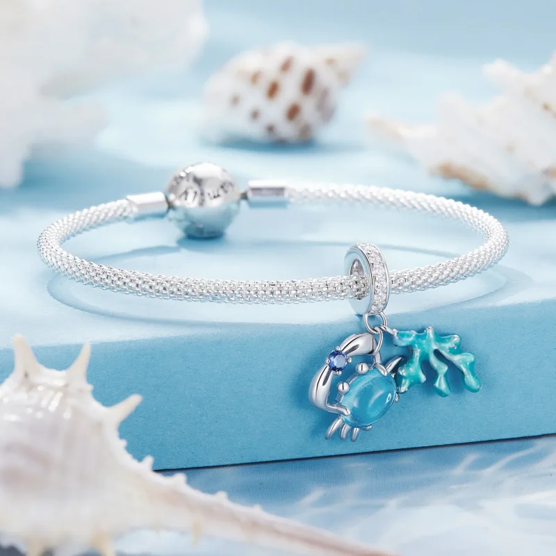 (bilde for) Pandora Style Crab Seaweed Anheng Charm - SCC2505 - Vis 3