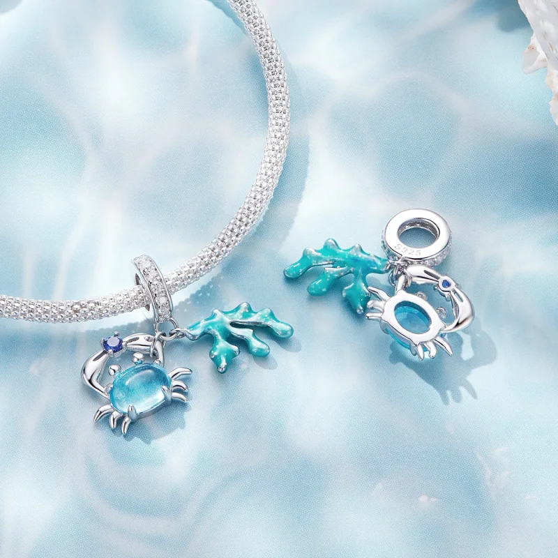 (bilde for) Pandora Style Crab Seaweed Anheng Charm - SCC2505 - Vis 4
