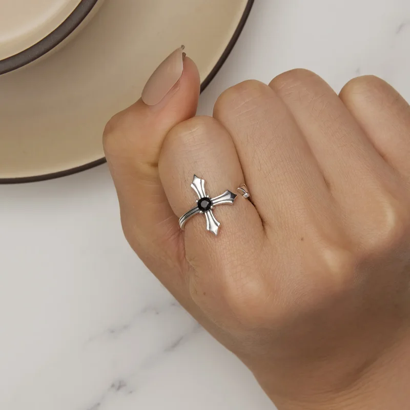 (bilde for) Pandora Style Cross Open Ring - SCR939 - Vis 6