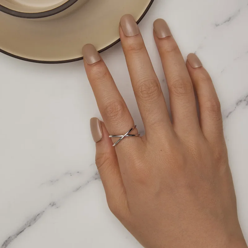 (bilde for) Pandora Style Crossover Ring - SCR543-A - Vis 3