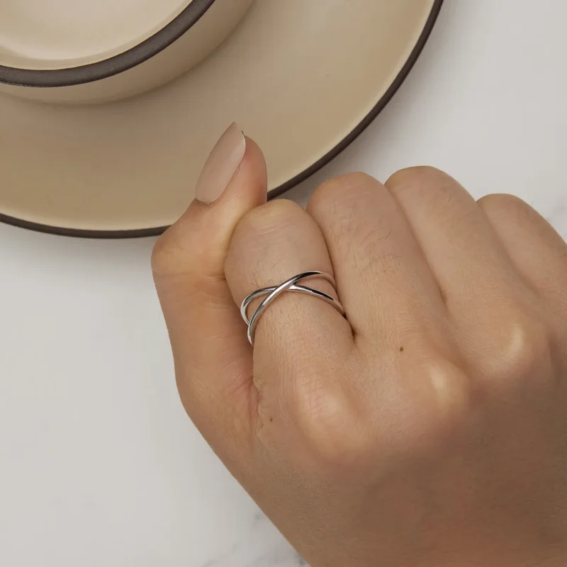(bilde for) Pandora Style Crossover Ring - SCR543-A - Vis 4