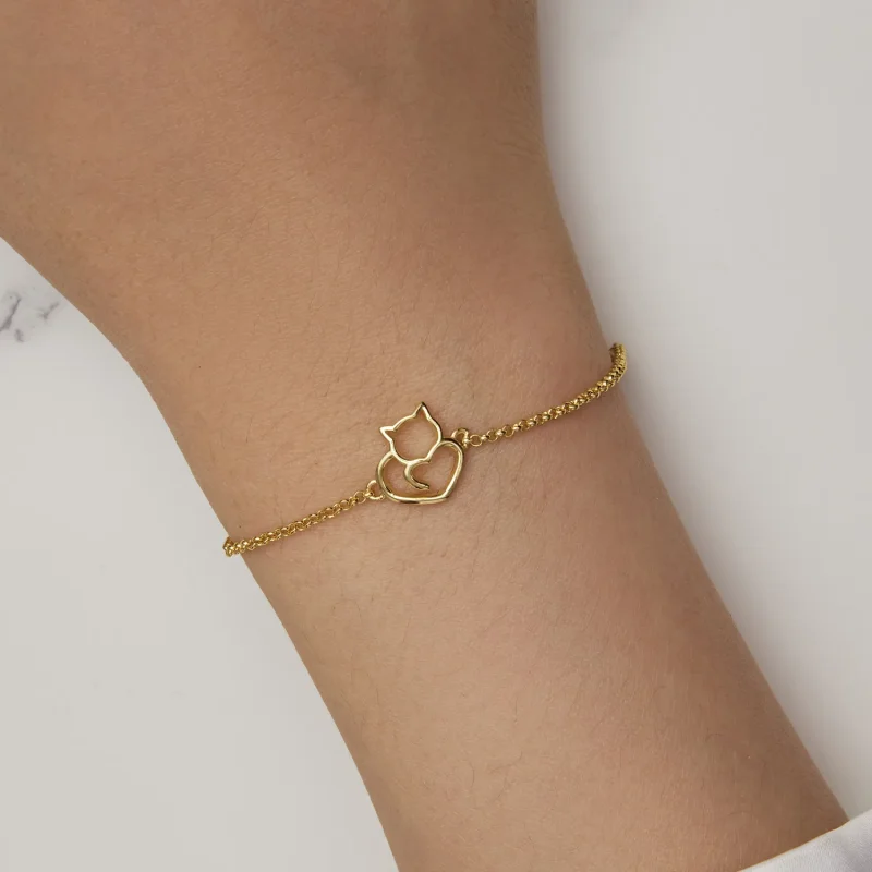 (bilde for) Pandora Style Cute Cat gullbelagt armbånd - SCB102-B - Vis 5