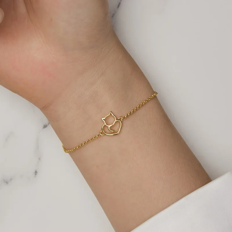 (bilde for) Pandora Style Cute Cat gullbelagt armbånd - SCB102-B - Vis 6