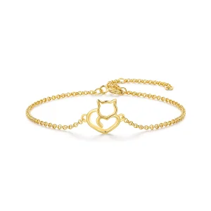 (bilde for) Pandora Style Cute Cat gullbelagt armbånd - SCB102-B
