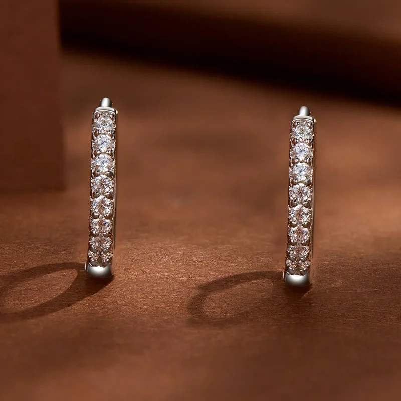 (bilde for) Pandora Style Fine Moissanite Hoops øredobber - MSE022 - Vis 2