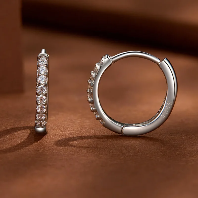 (bilde for) Pandora Style Fine Moissanite Hoops øredobber - MSE022 - Vis 3