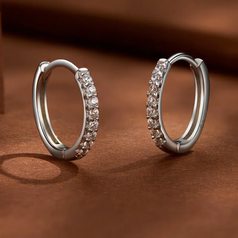(bilde for) Pandora Style Fine Moissanite Hoops øredobber - MSE022 - Vis 4