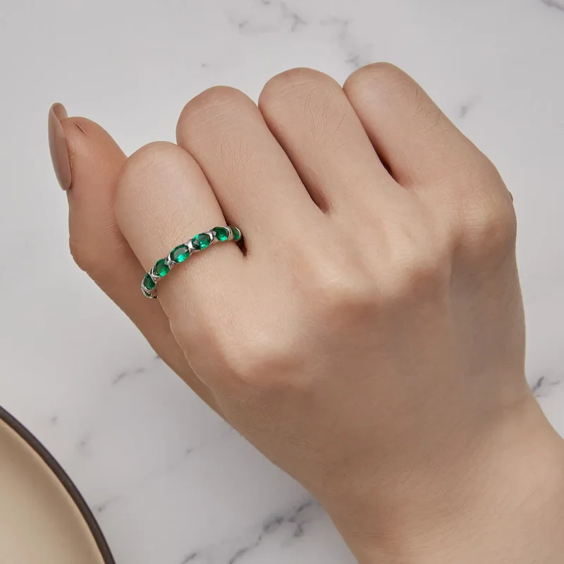 (bilde for) Pandora Style Full Pave Green Spinell Ring - BSR432 - Vis 5
