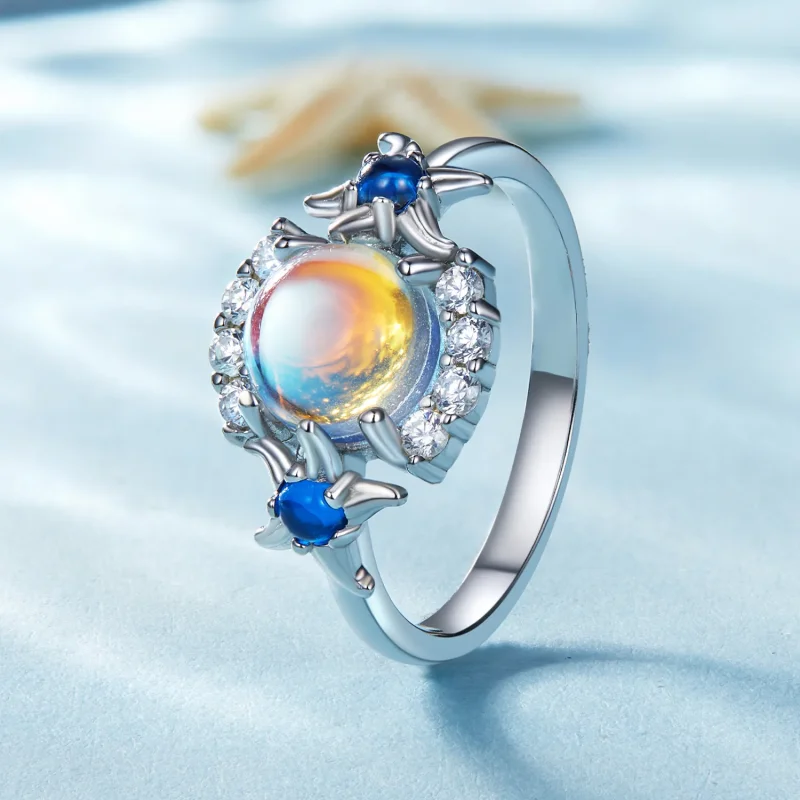 (bilde for) Pandora Style Gradient Moonstone Starfish Ring - BSR446 - Vis 2