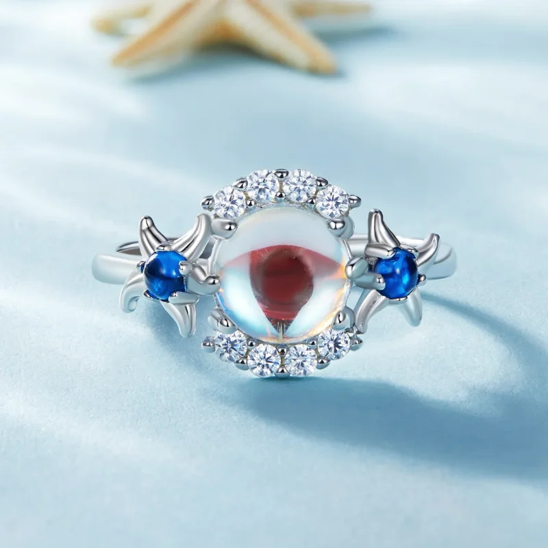 (bilde for) Pandora Style Gradient Moonstone Starfish Ring - BSR446 - Vis 3