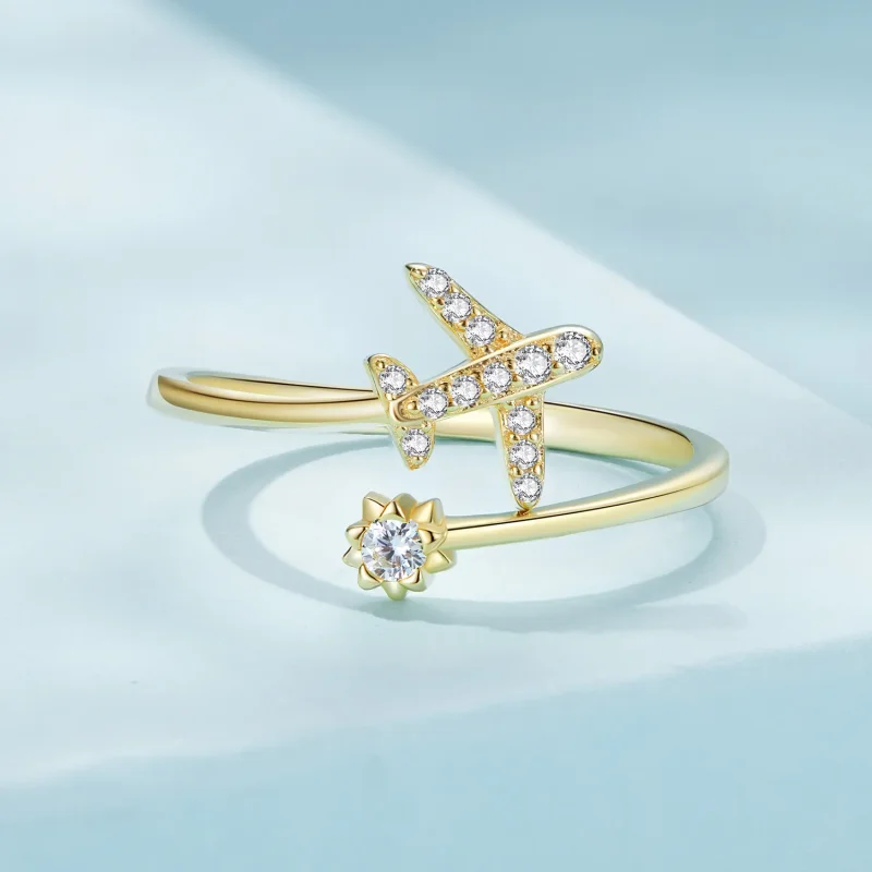 (bilde for) Pandora Style Gullbelagt Avstand Åpen Ring - SCR623-B - Vis 3