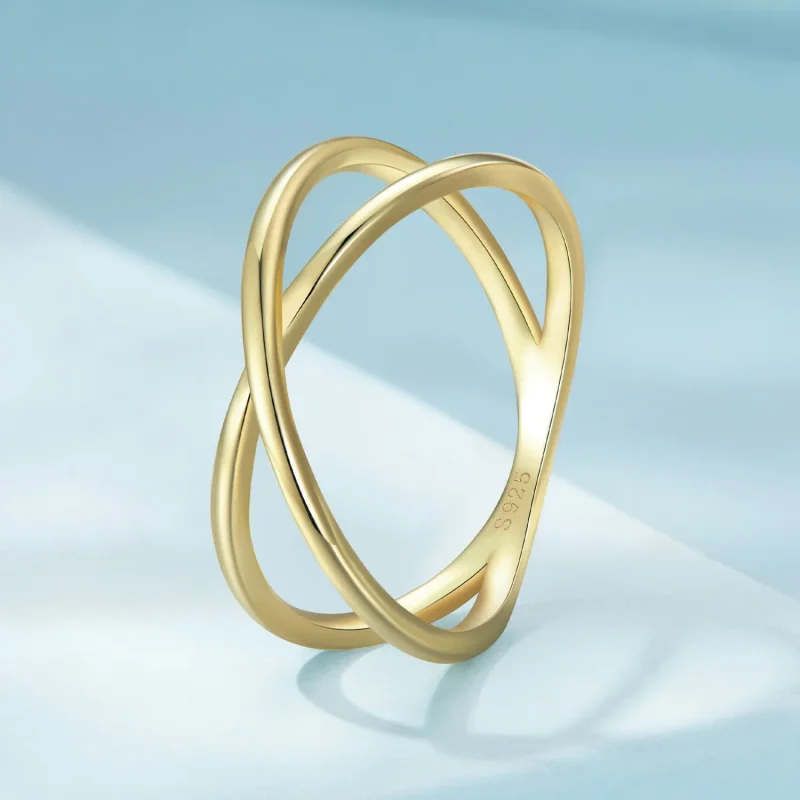 (bilde for) Pandora Style Gullbelagt Crossover Ring - SCR543-B - Vis 2