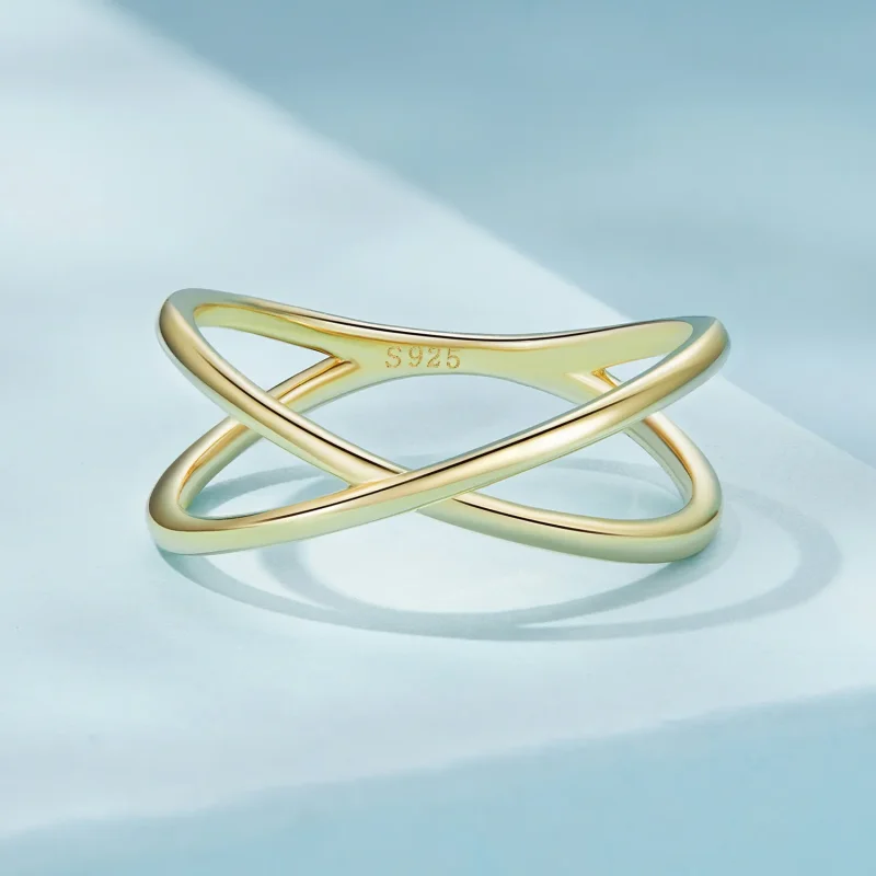 (bilde for) Pandora Style Gullbelagt Crossover Ring - SCR543-B - Vis 3