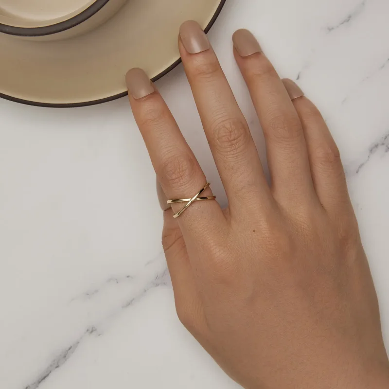 (bilde for) Pandora Style Gullbelagt Crossover Ring - SCR543-B - Vis 5