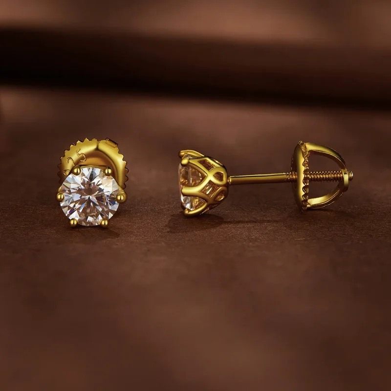 (bilde for) Pandora Style gullbelagte 0,5 karat seks-klor moissanite øredobber - MSE004-BS - Vis 2