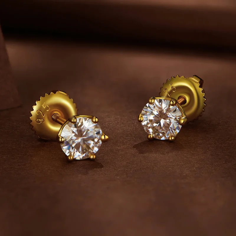(bilde for) Pandora Style gullbelagte 0,5 karat seks-klor moissanite øredobber - MSE004-BS - Vis 3