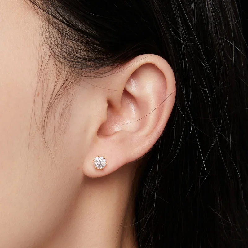 (bilde for) Pandora Style gullbelagte 0,5 karat seks-klor moissanite øredobber - MSE004-BS - Vis 4