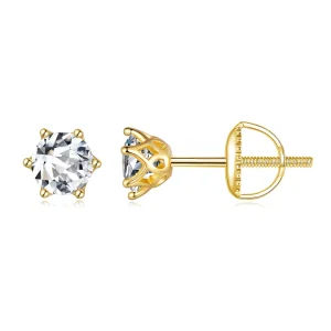 (bilde for) Pandora Style gullbelagte 0,5 karat seks-klor moissanite øredobber - MSE004-BS