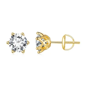 (bilde for) Pandora Style gullbelagte en karat seks-klor moissanite øredobber - MSE004-BL