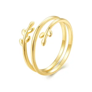 (bilde for) Pandora Style Gullbelagte sirkler av blader åpen ring - SCR755-B