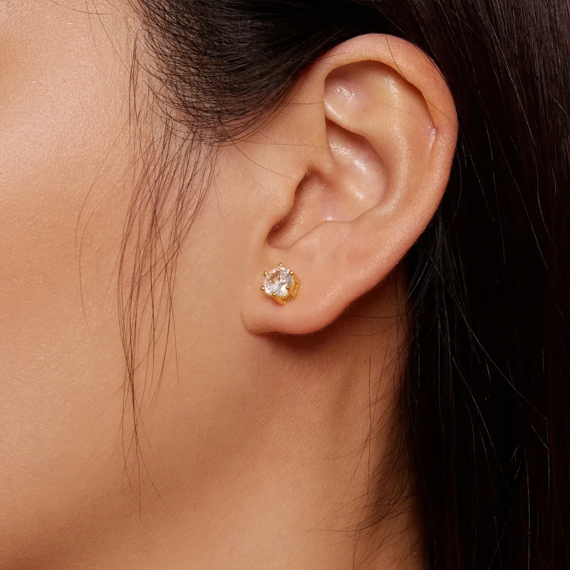 (bilde for) Pandora Style gullbelagte skinnende sirkon øredobber - BSE615-6B - Vis 3