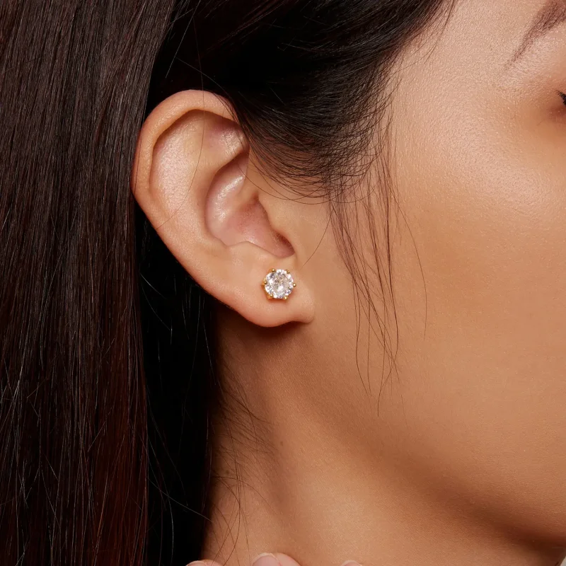 (bilde for) Pandora Style gullbelagte skinnende sirkon øredobber - BSE615-7B - Vis 6
