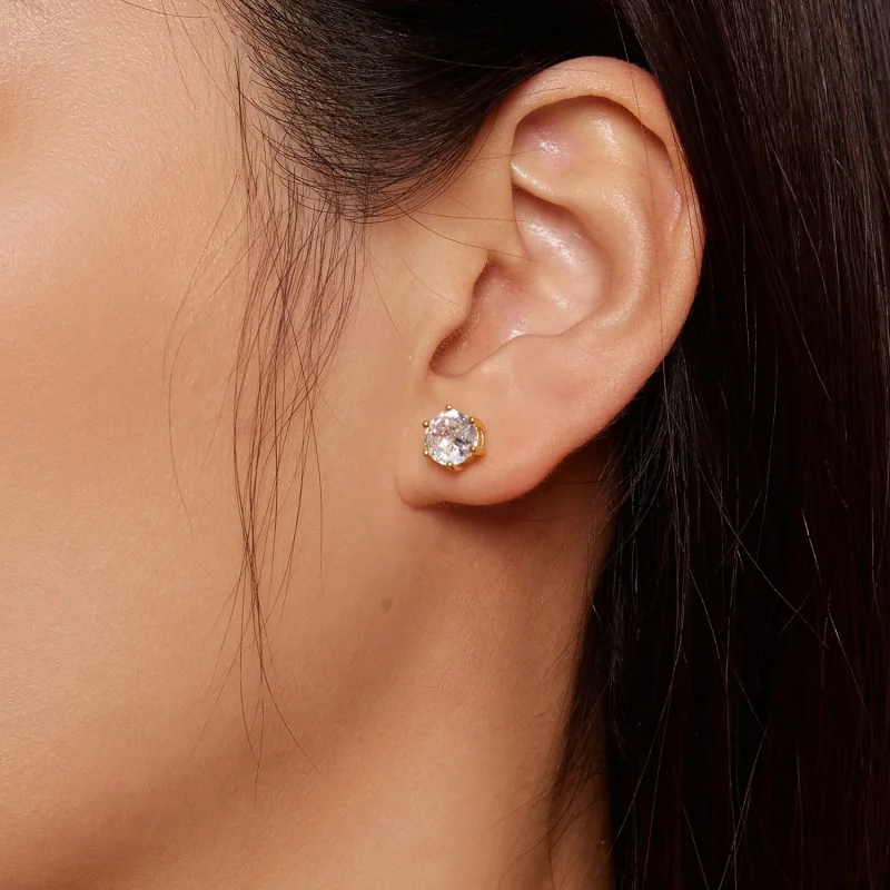 (bilde for) Pandora Style gullbelagte skinnende sirkon øredobber - BSE615-7B - Vis 7