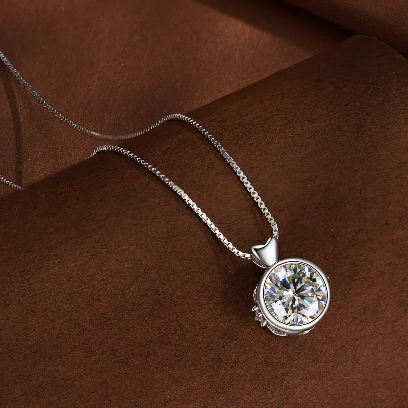 (bilde for) Pandora Style Halskjede med 1 karat Moissanite - MSN013 - Vis 4