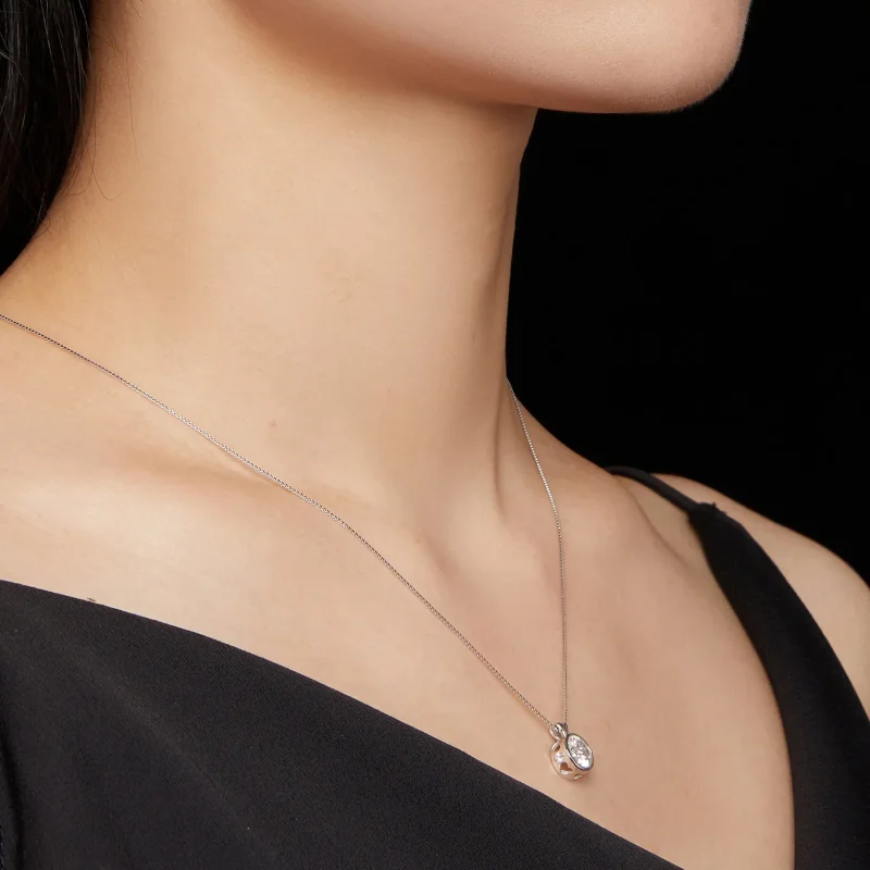 (bilde for) Pandora Style Halskjede med 1 karat Moissanite - MSN013 - Vis 7