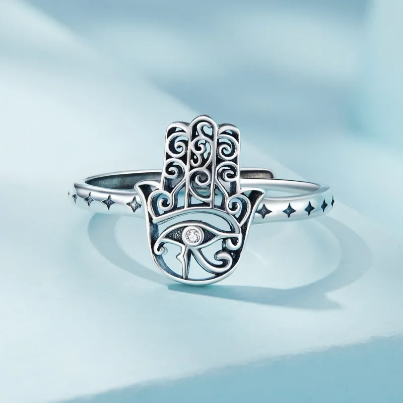 (bilde for) Pandora Style Hand of Fatima Open Ring - SCR938 - Vis 3