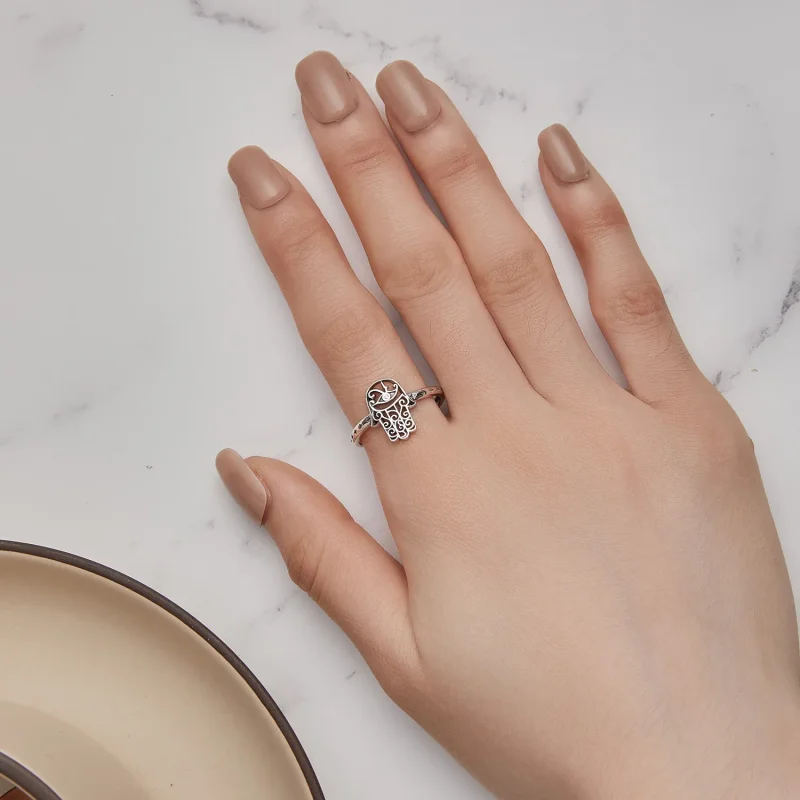 (bilde for) Pandora Style Hand of Fatima Open Ring - SCR938 - Vis 5