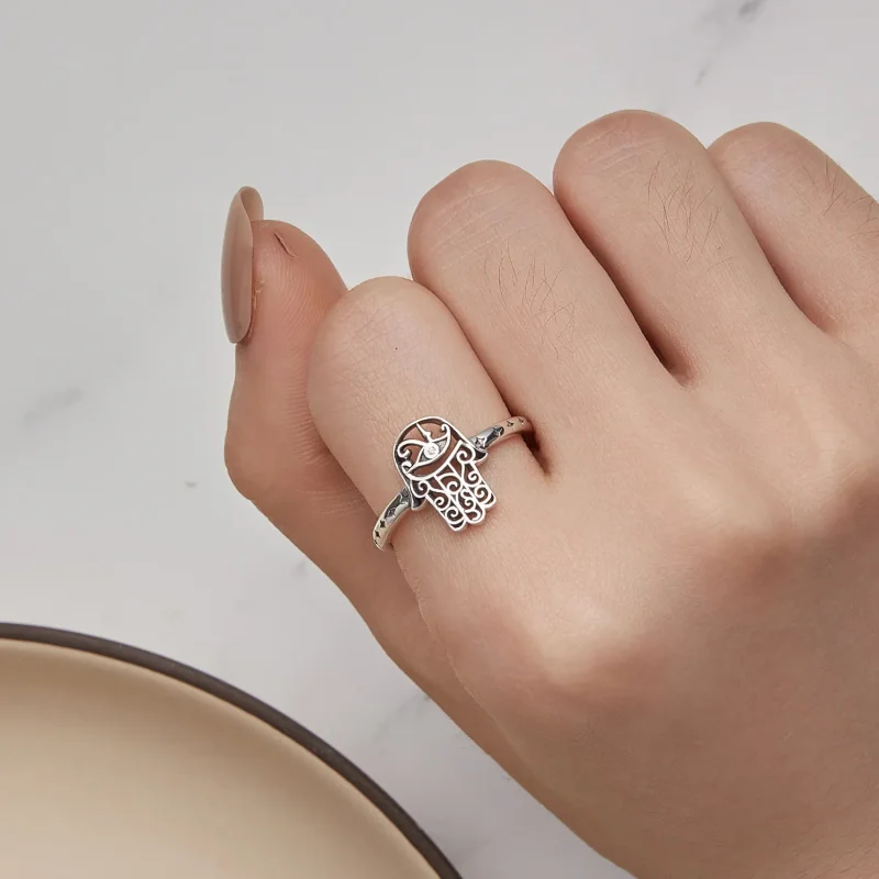 (bilde for) Pandora Style Hand of Fatima Open Ring - SCR938 - Vis 6