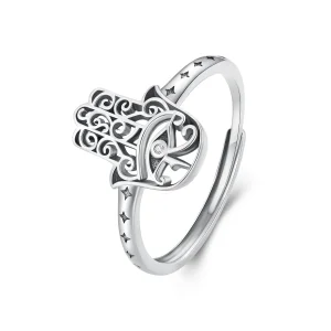 (bilde for) Pandora Style Hand of Fatima Open Ring - SCR938