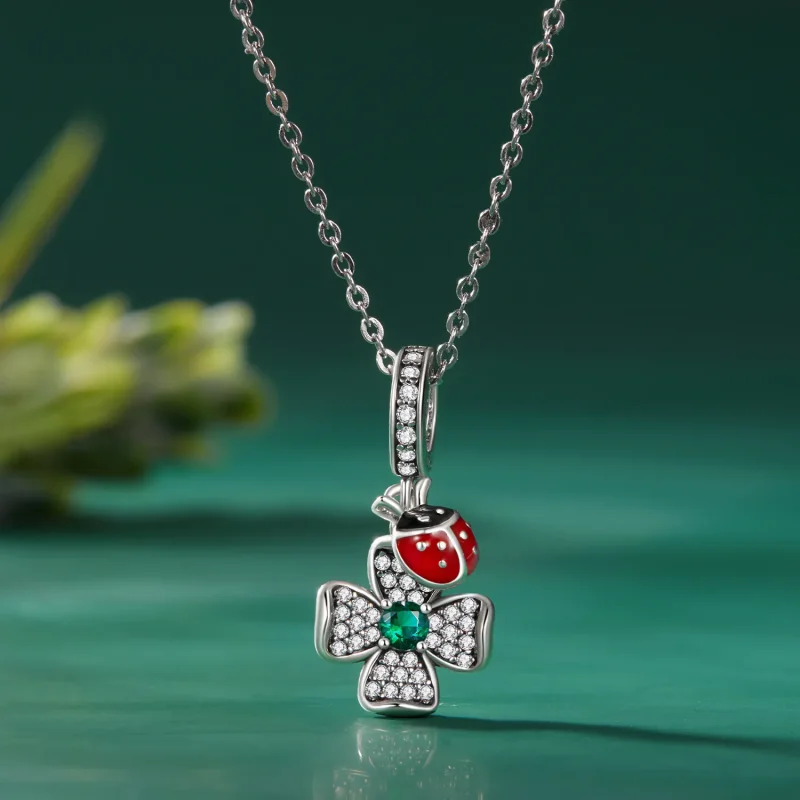 (bilde for) Pandora Style Lucky Clover Ladybug Anheng Charm - SCC2523 - Vis 2